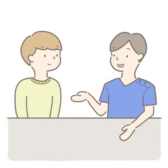 カウンセリングを受ける患者と説明をする医師