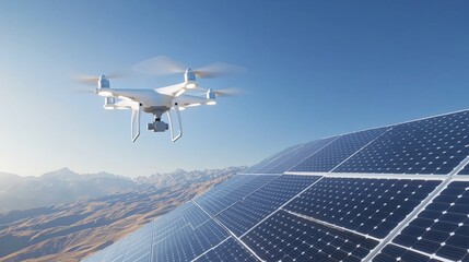 A futuristic drone delivering solar panels to remote areas