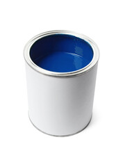 Can of blue paint isolated on white