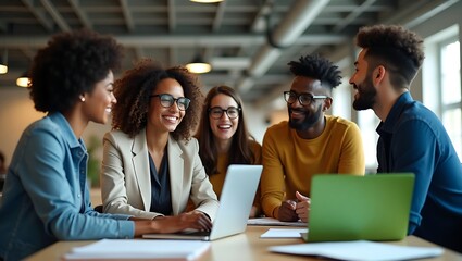 "Modern Office Collaboration – Young Professionals in a Dynamic Work Environment"