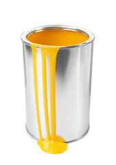 Can of yellow paint isolated on white