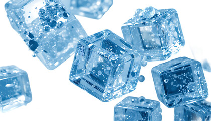 Obraz premium Crystal Clear Ice Cubes in Motion