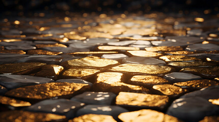 Obraz premium A Golden Path Bathed In Sunsets Glow, Promising Adventure And Untold Stories, With Warm Light And A Shallow Depth Of Field