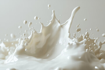 Milk splashing on a white background, creating dynamic and artistic patterns.