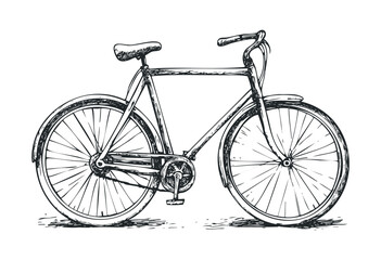 Fototapeta premium Hand-drawn vintage bicycle sketch with detailed lines and classic design features. Vector retro hand drawn illustration
