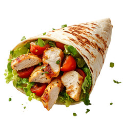 A Fresh and Crispy Chicken Wrap with Shredded Lettuce Isolated on Transparent Background