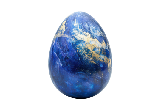Isolated Swirling Galaxy-Inspired Easter Egg with Gold Accents