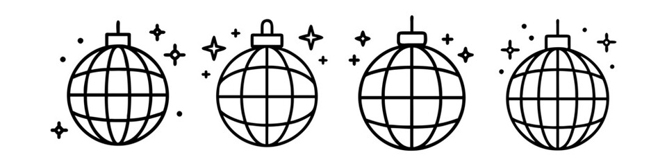 disco ball icon, disco ball line art - simple line art of disco ball, perfect for disco ball logos and icons