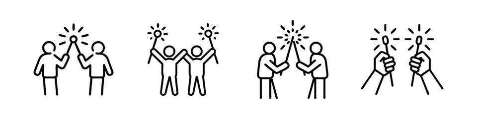 sparklers in hand icon, sparklers in hand line art - simple line art of sparklers in hand, perfect for sparklers in hand logos and icons
