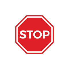Red stop sign icon vector illustration template