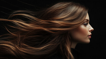 Naklejka premium Beautiful hair on dark background.