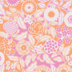 abstract, vector, monochrome, big flowers, all over textiles design, illustration digital image can be used for wrapping paper