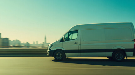 Side view of a white van.