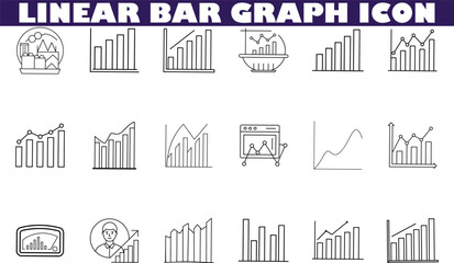 Obraz premium Linear Bar Graph Icons Data, Charts, Growth, Statistics, Trends