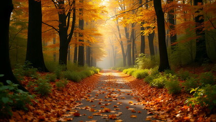 Explore the Scenic Calm of Autumn Forest Pathways: Embrace Eco-Friendly Travel with Golden Leaves and Tranquil Mindsets for Sustainable Tourism Experiences