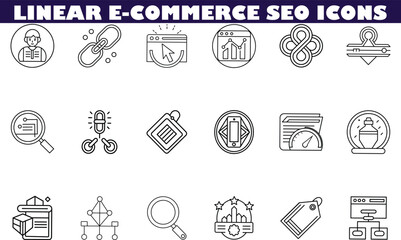 Linear Ecommerce SEO Icons Website Optimization, Marketing Strategy