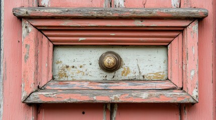 Old pink door detail, weathered wood, knob, vintage