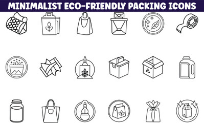 EcoFriendly Packaging Icons Minimalist Design, Sustainable Products