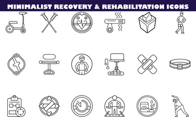 Minimalist Recovery and Rehabilitation Icons Medical, Physical Therapy
