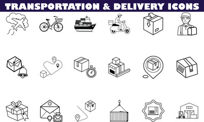 Delivery Icons Transportation, Shipping, Logistics, Packages, and More