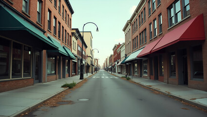 Naklejka premium Photorealistic Main Street: Abandoned Stores & Small Business Crisis
