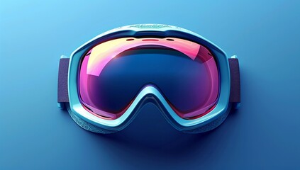 Stylish blue ski goggles with vibrant pink lenses, perfect for a day on the slopes.  Ready for winter adventures!
