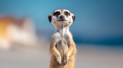 Cute little animal with a big smile on its face. The animal is standing on a sandy beach and looking at the camera