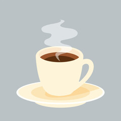 Cup of Coffee on Saucer Vector Illustration, Cartoon Clipart
