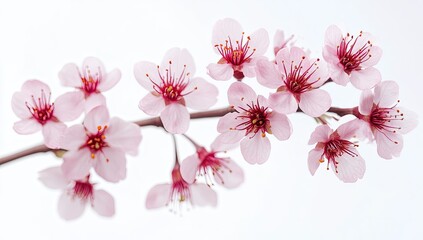 Delicate Pink Cherry Blossoms Against White