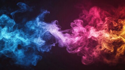 Obraz premium Abstract Art: Colorful Smoke Waves on Dark Background with Dynamic Movement and Vibrant Colors