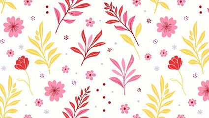 Contemporary abstract geranium seamless pattern with vibrant hues and dynamic layout on white concept as Vibrant geraniums with dynamic layout forming an abstract seamless pattern perfect for modern a