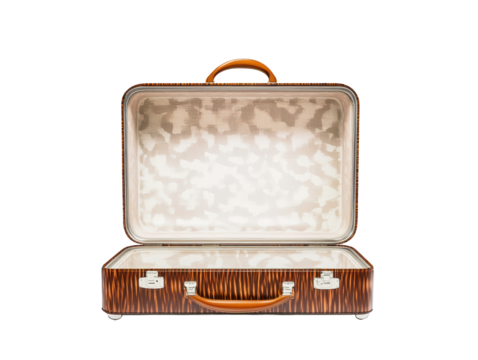Isolated Open Vintage Suitcase