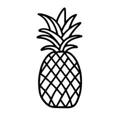 Obraz premium Minimalist pineapple icon in black outline style.