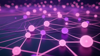 Abstract Network of Pink and Purple Connections