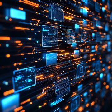 Creative digital data transfer and exchange folders on dark wallpaper. Backup data
