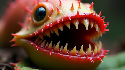 Captivating Close-Up of a Unique Carnivorous Plant Illustration