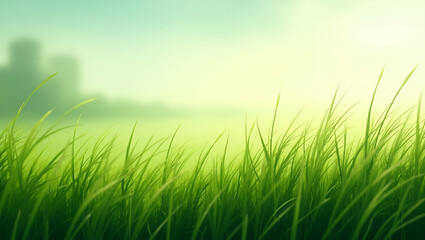 Serene Landscape Photography: Flat Green Grass Swaying in the Wind - A Natural Beauty Illustration