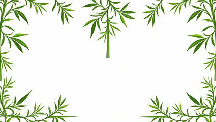 Fototapeta premium Lush Bamboo and Ivy Seamless Pattern on White Background: Perfect for Garden Textiles, Branding, and Packaging Designs in a Simple Flat Vector Illustration Style