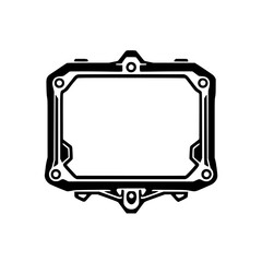 Modern, Geometric Black and White Panel Design with Rectangular Empty Space, Cyberpunk Aesthetic