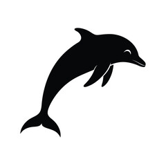 Black Dolphin Silhouette Vector.
