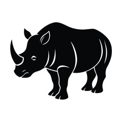Black Rhino Silhouette Vector.
