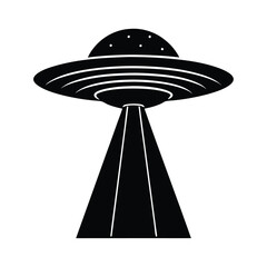 Black UFO Silhouette Vector.