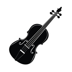 Black Violin Silhouette Vector.