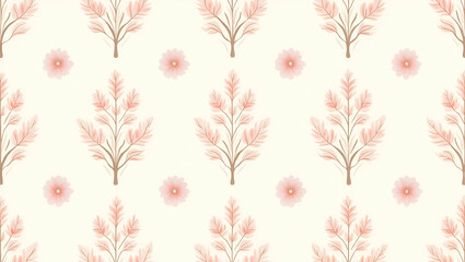 Delicate Ivy Vines & Soft Pastel Hues: Romantic Seamless Tile Pattern for Cozy Bedrooms