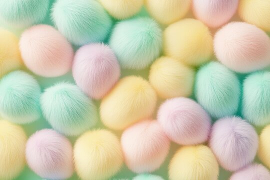 Pastel Furry Easter Eggs Flat Lay &ndash; Aesthetic and Playful Design for Websites and Holiday Covers