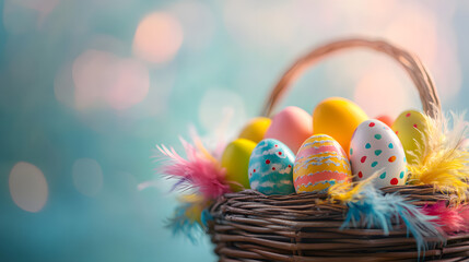 easter, egg, holiday, basket, eggs, spring, decoration, celebration, food, colorful, color, season, isolated, yellow, tradition, wicker, flower, seasonal, gift, pink, traditional, green, april, easter