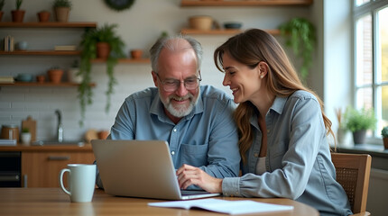 Elderly Couple Using Laptop: Promoting Digital Literacy & Connection