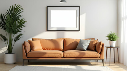 Stylish Flat Sofa Arrangement with Picture Frame: Elevate Your Comfortable Home Living Space
