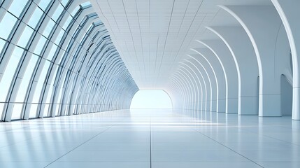 Fototapeta premium A vast modern architectural space featuring a network of sun tracking solar panels AI powered energy management systems and robotics for maintenance