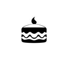 Monochromatic minimalist image of a cake slice with a single flame on top, set against a stark white background.